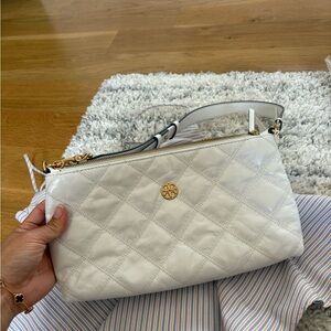Tory Burch White Quilted Clutch
